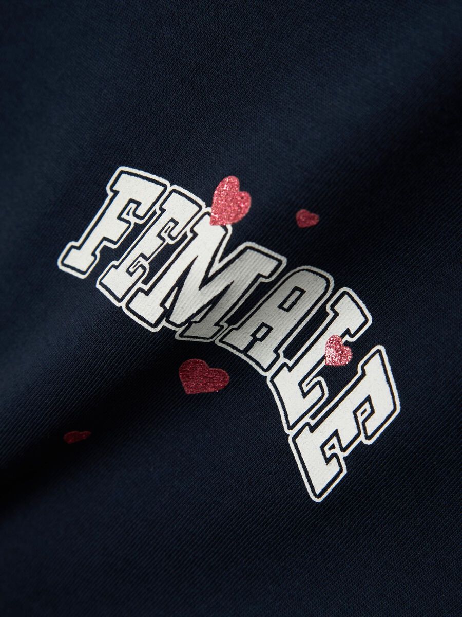 GLITTER PRINT TOP MET LANGE MOUWEN