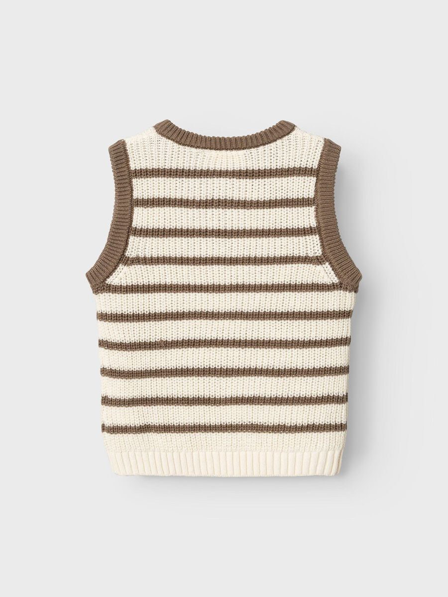 GESTREEPT GEBREID GILET