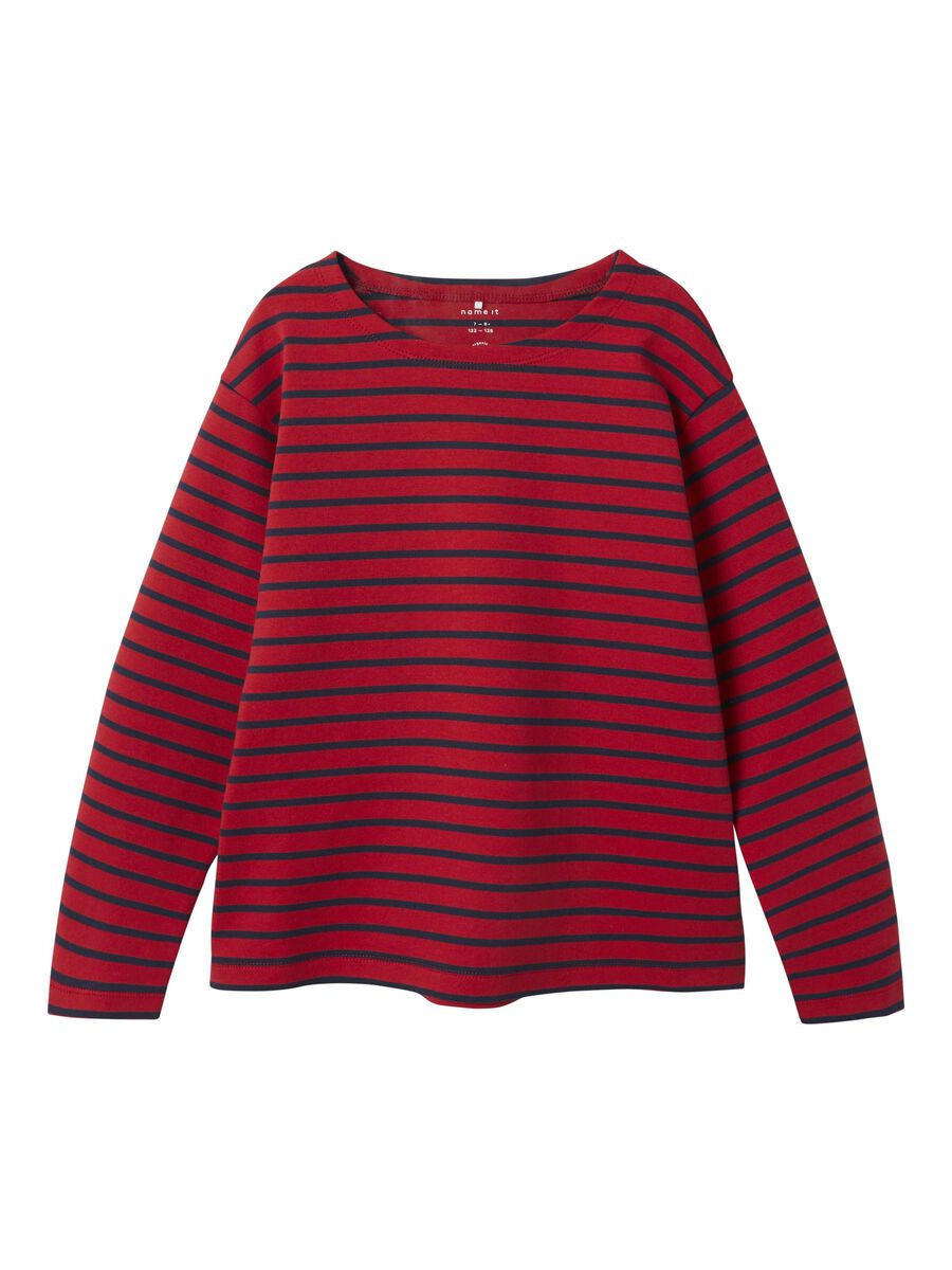 GESTREEPT TOP MET LANGE MOUWEN