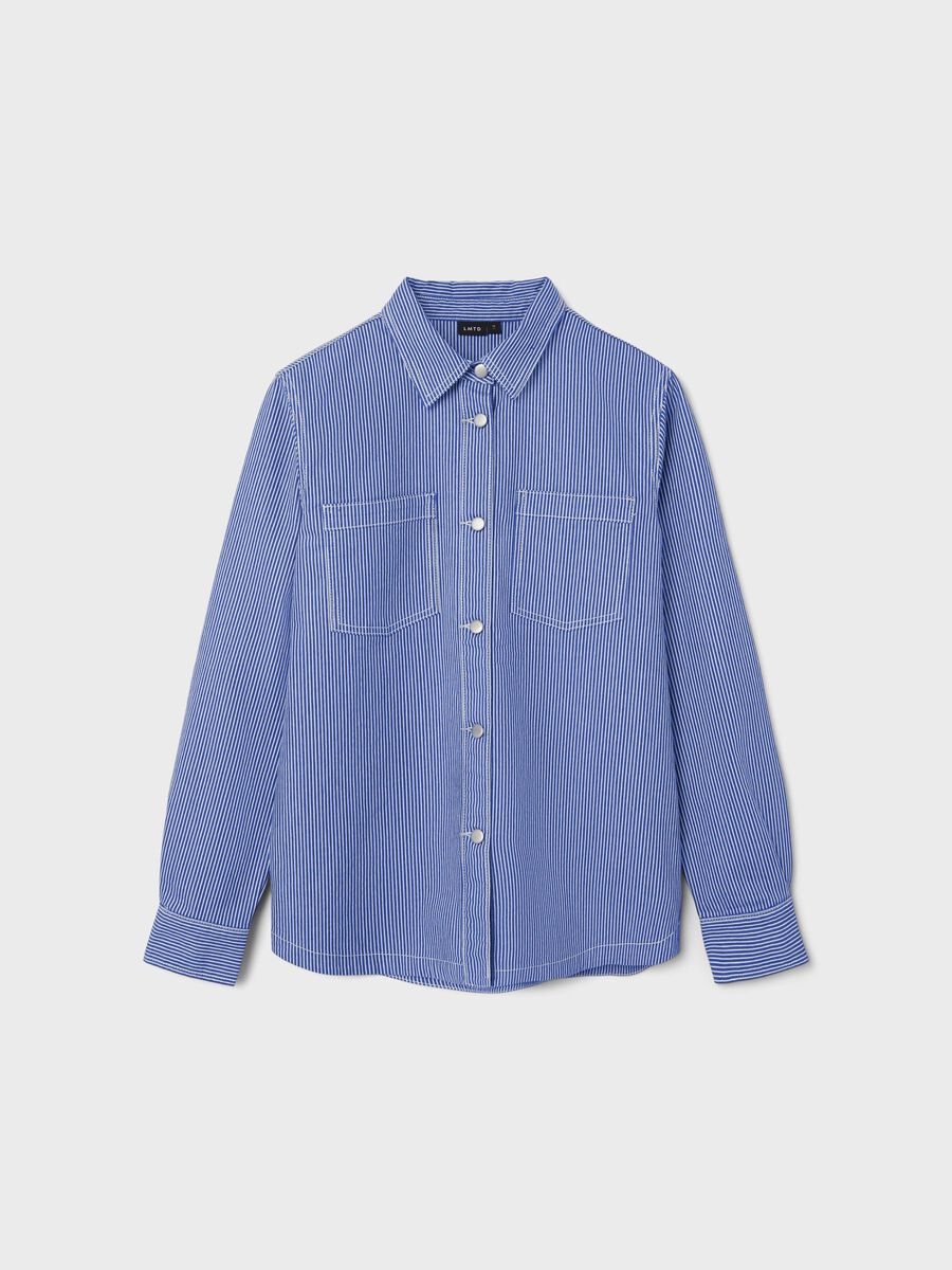 GESTREEPT TWILL OVERHEMD