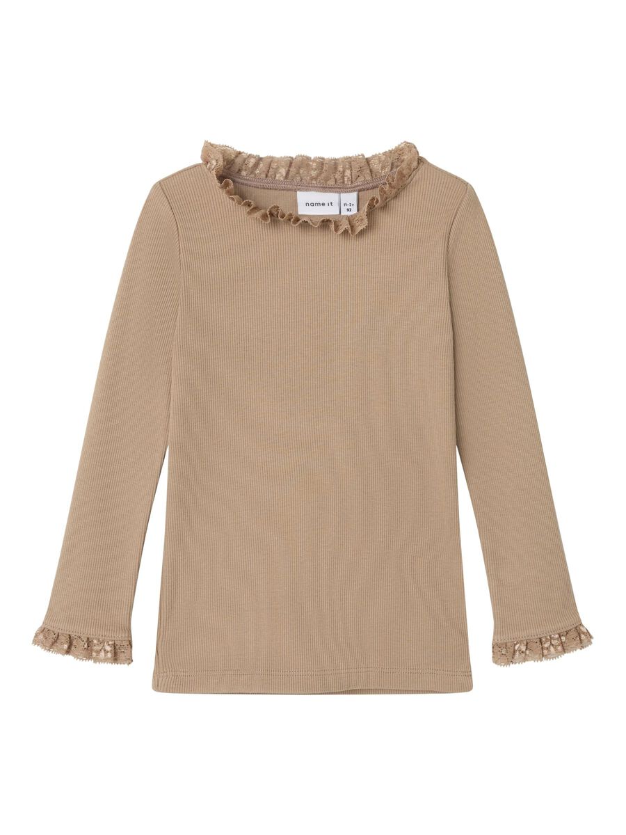 RIBGEBREID TOP MET LANGE MOUWEN