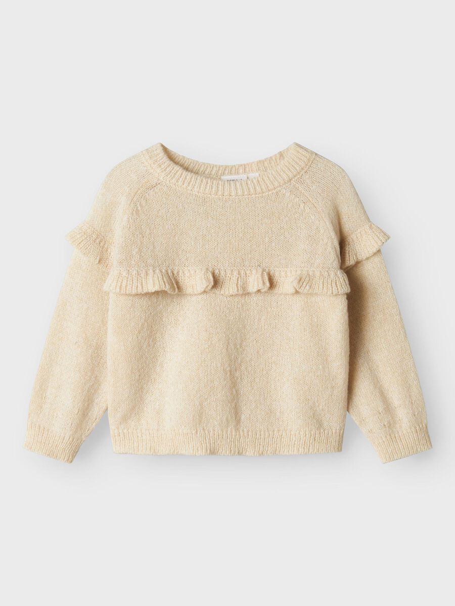 LANGE MOUWEN GEBREIDE TRUI