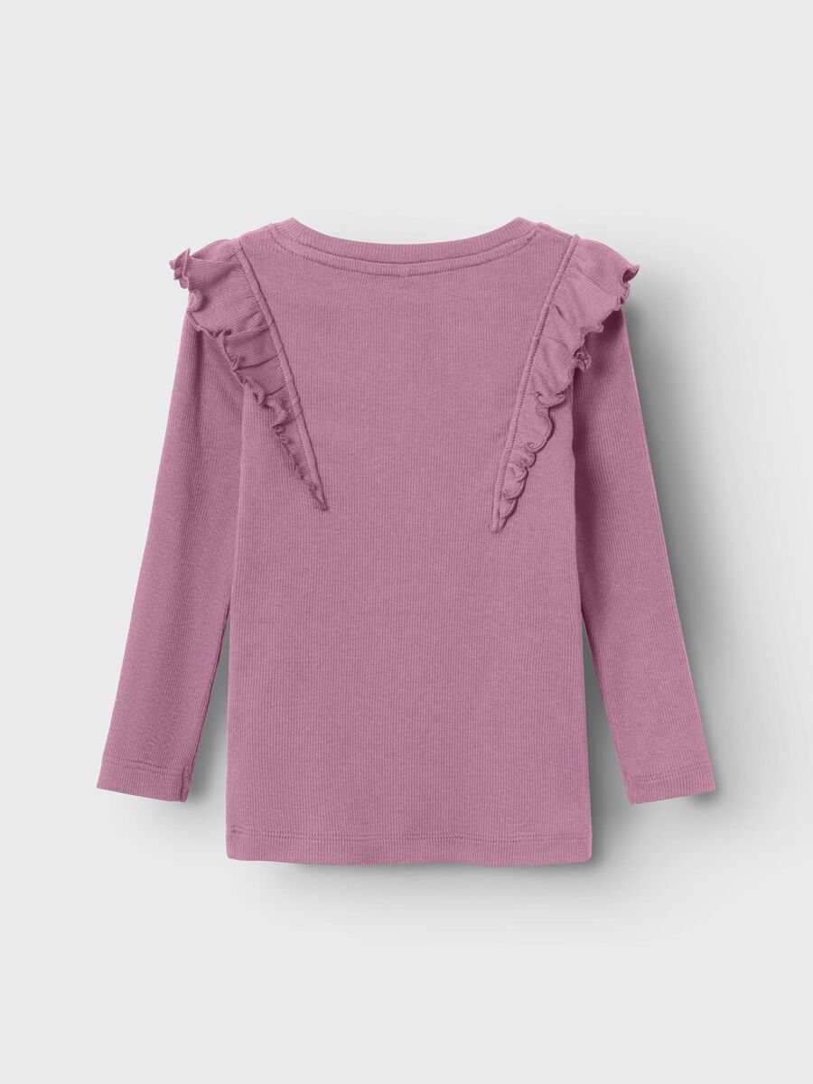 RIBGEBREID TOP MET LANGE MOUWEN