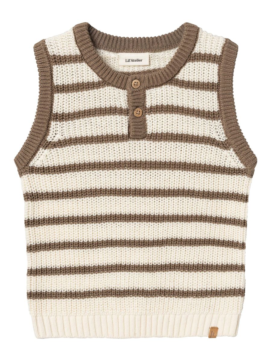 GESTREEPT GEBREID GILET