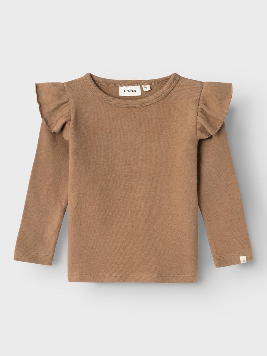 SLIM FIT TOP MET LANGE MOUWEN