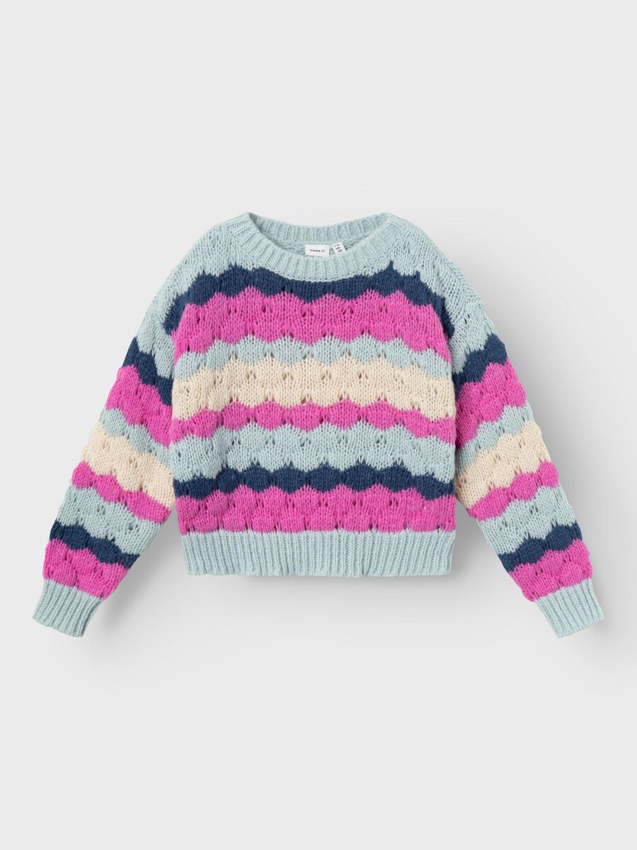 LANGE MOUWEN GEBREIDE TRUI