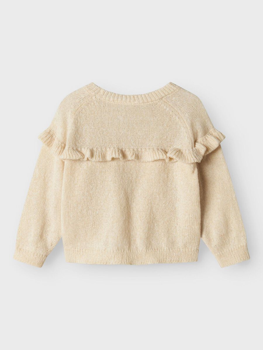 LANGE MOUWEN GEBREIDE TRUI