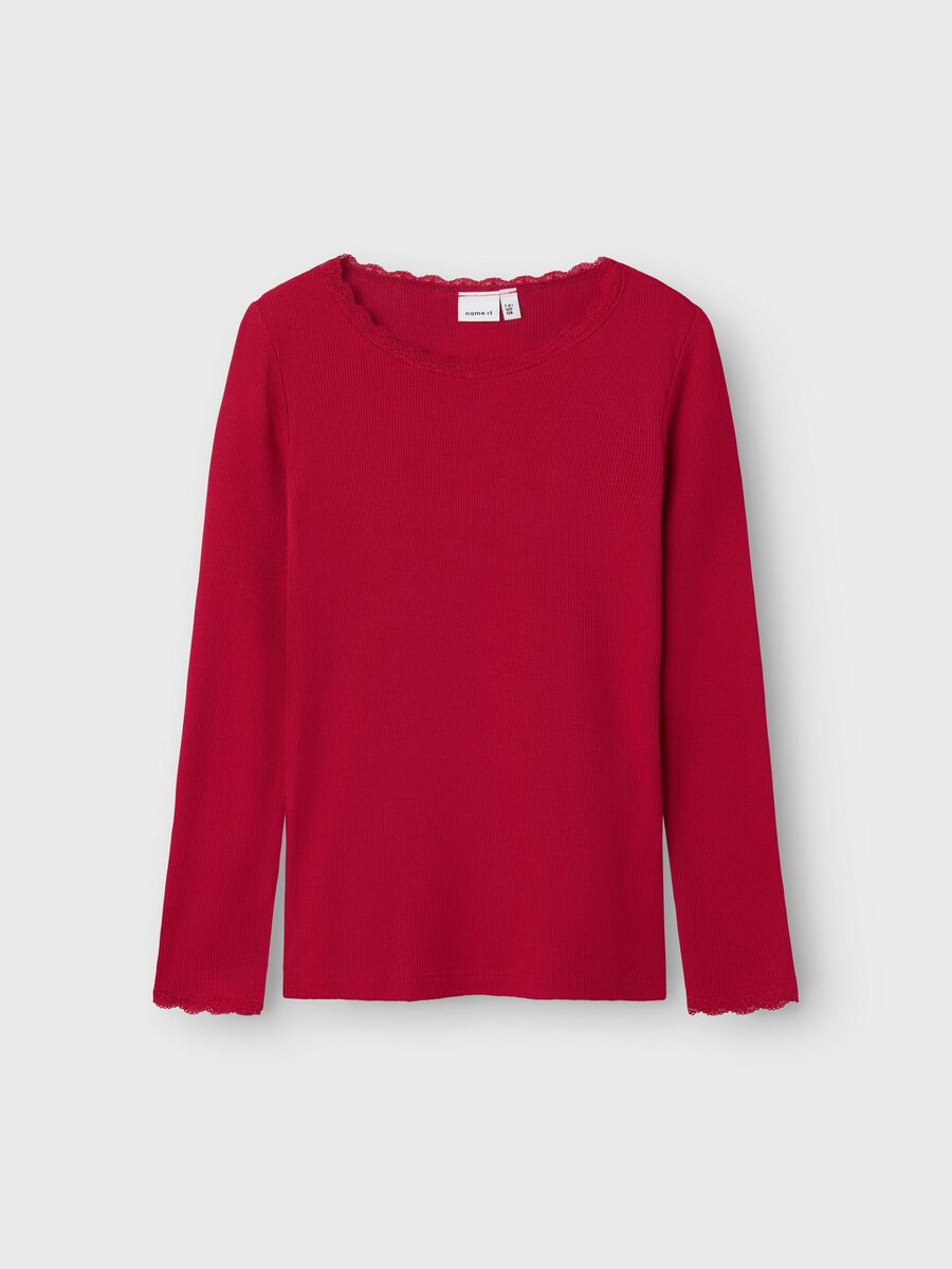 SLIM FIT TOP MET LANGE MOUWEN