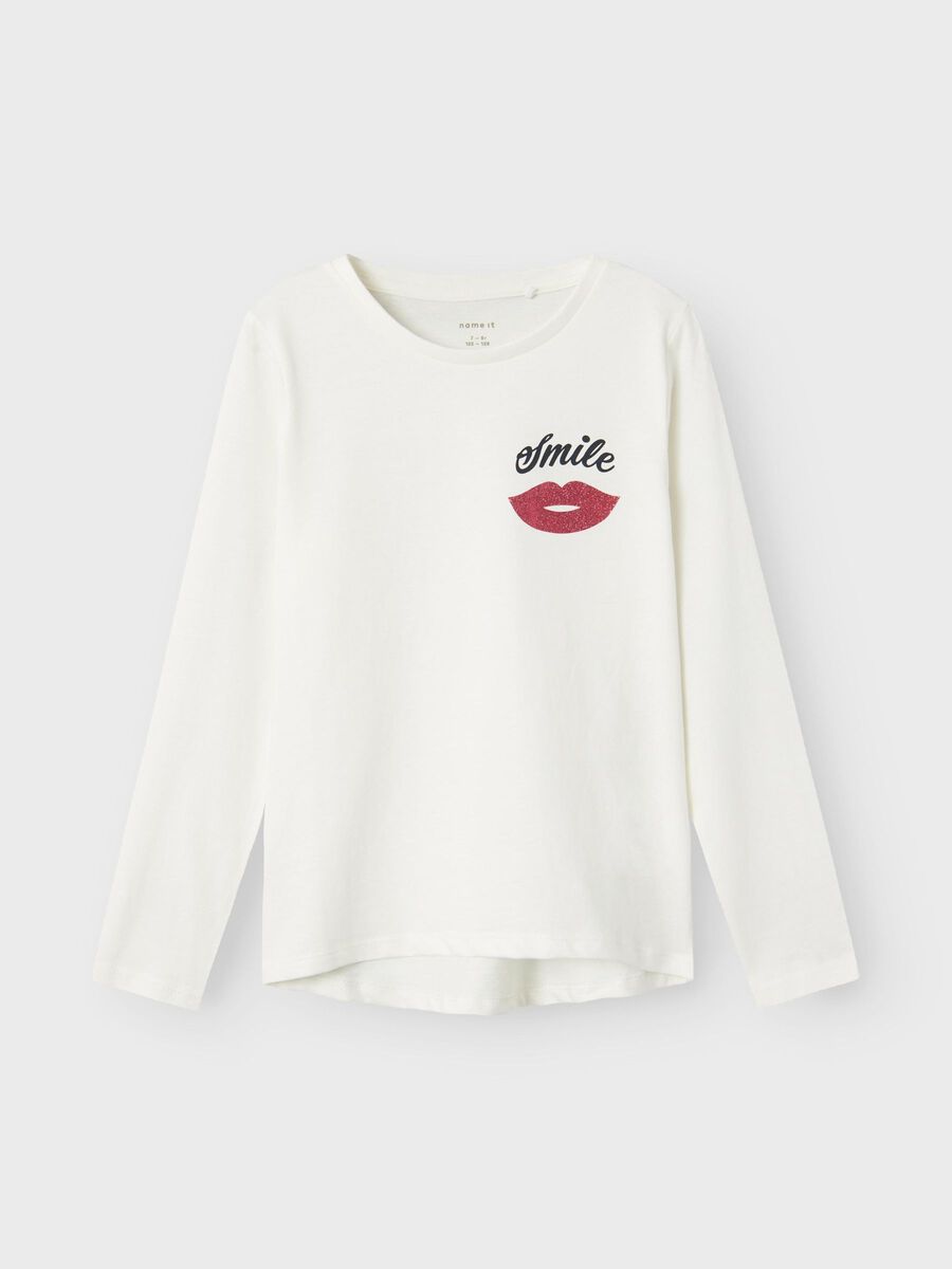 GLITTER PRINT TOP MET LANGE MOUWEN