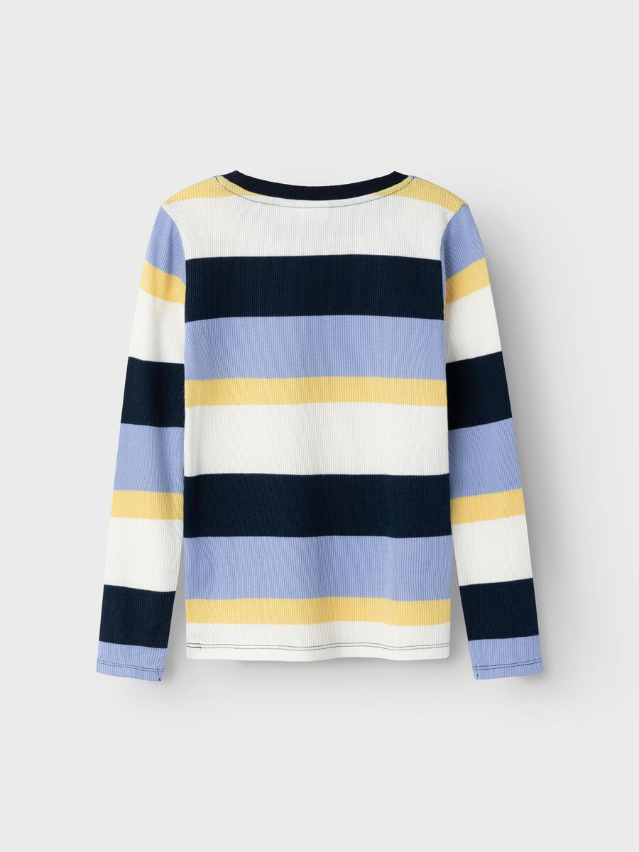 GESTREEPT TOP MET LANGE MOUWEN