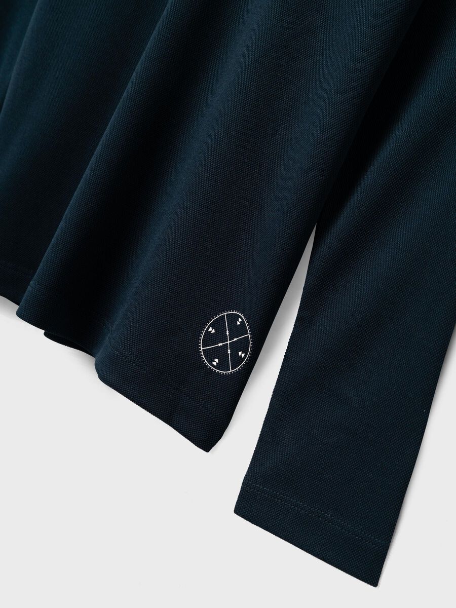 GEBREID PIQUÉ TOP MET LANGE MOUWEN