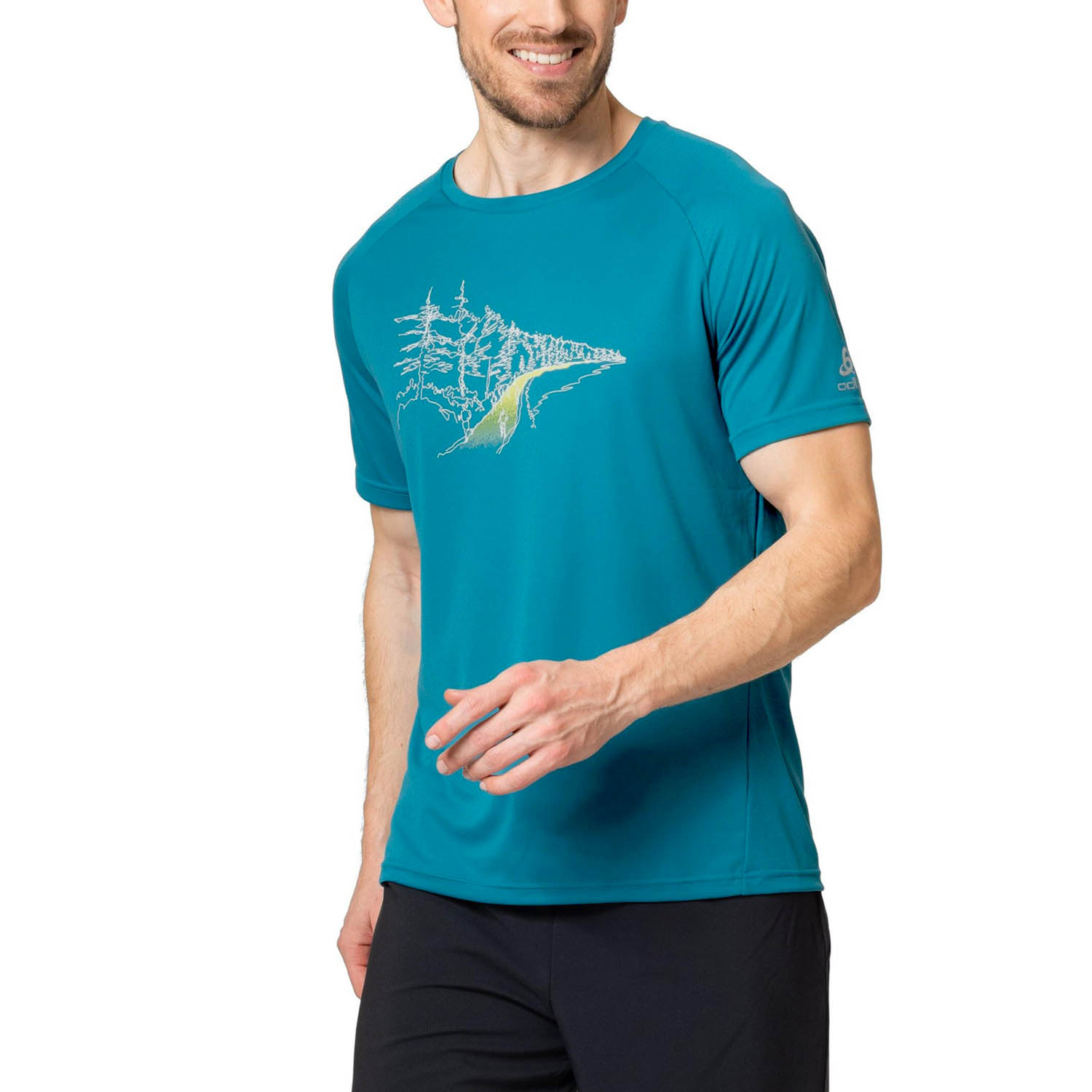 Odlo Crew Essential Print Maglietta Saxony Blue