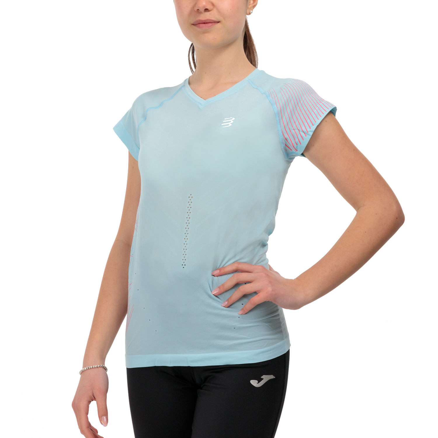 Compressport Performance Maglietta Acqua/Hot Pink