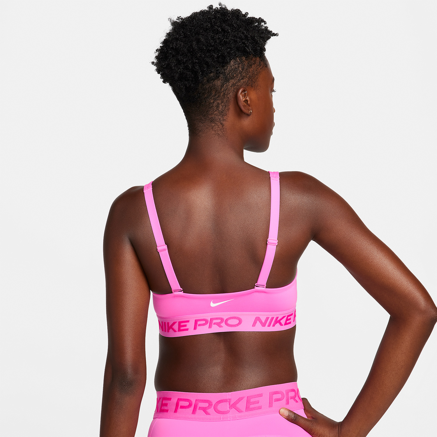 Nike Pro Indy Plunge Reggiseno Sportivo Playful Pink/Alchemy Pink/White
