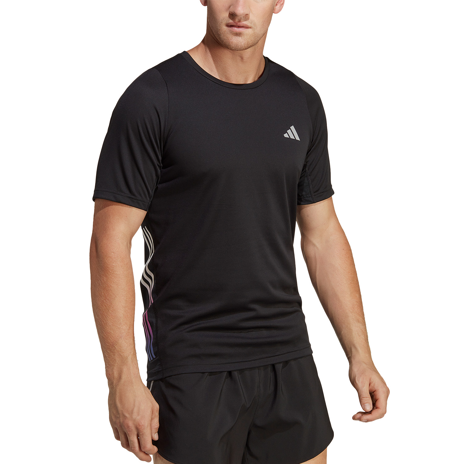 adidas Run Icons 3 Stripes Maglietta Black