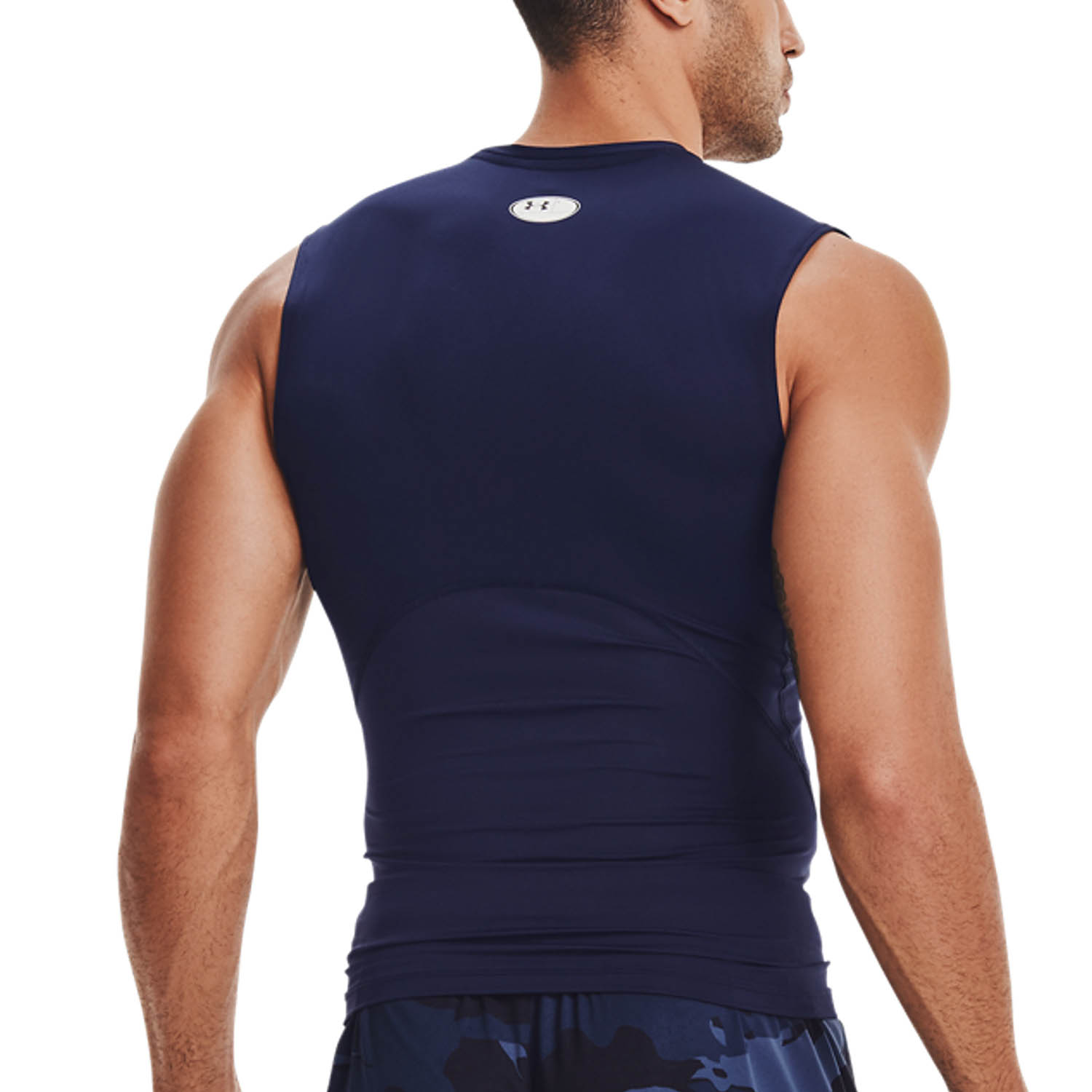 Under Armour HeatGear Compression Canotta Midnight Navy/White