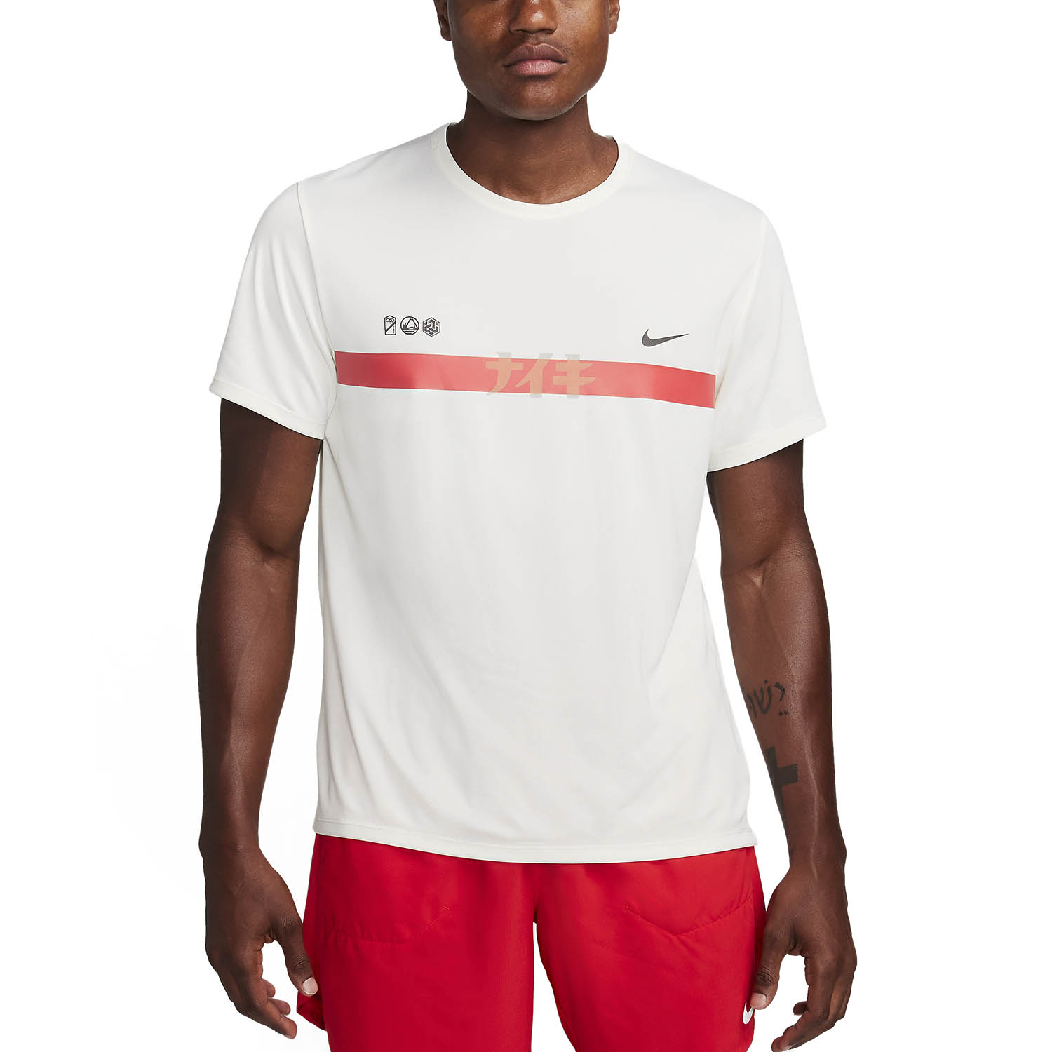 Nike Dri-FIT UV Miler Ekiden Maglietta Sail/Track Red/Hyper Pink/Medium Ash