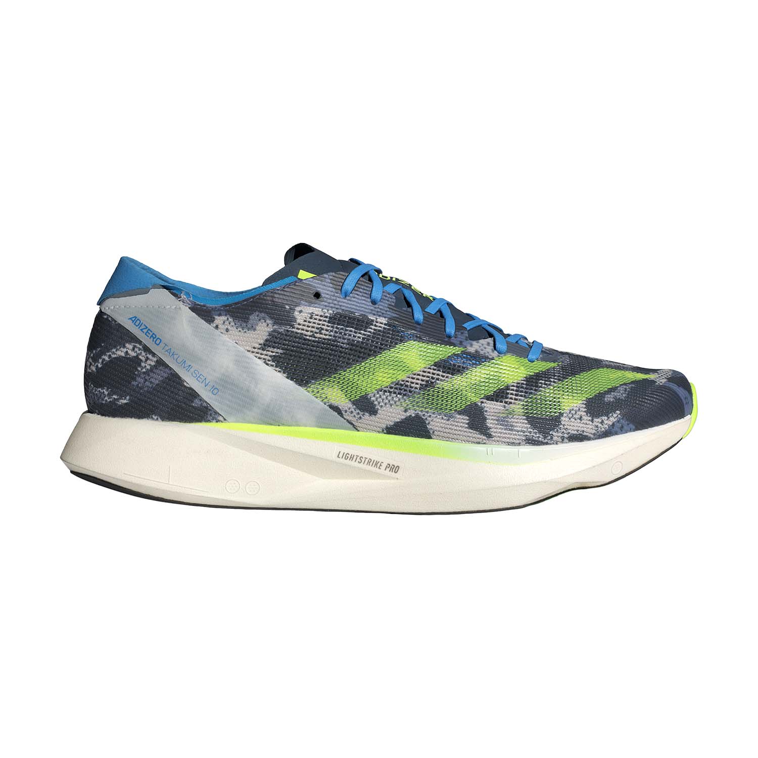 adidas Adizero Takumi Sen 10 Crystal White/Lucid Lemon/Blue Burst