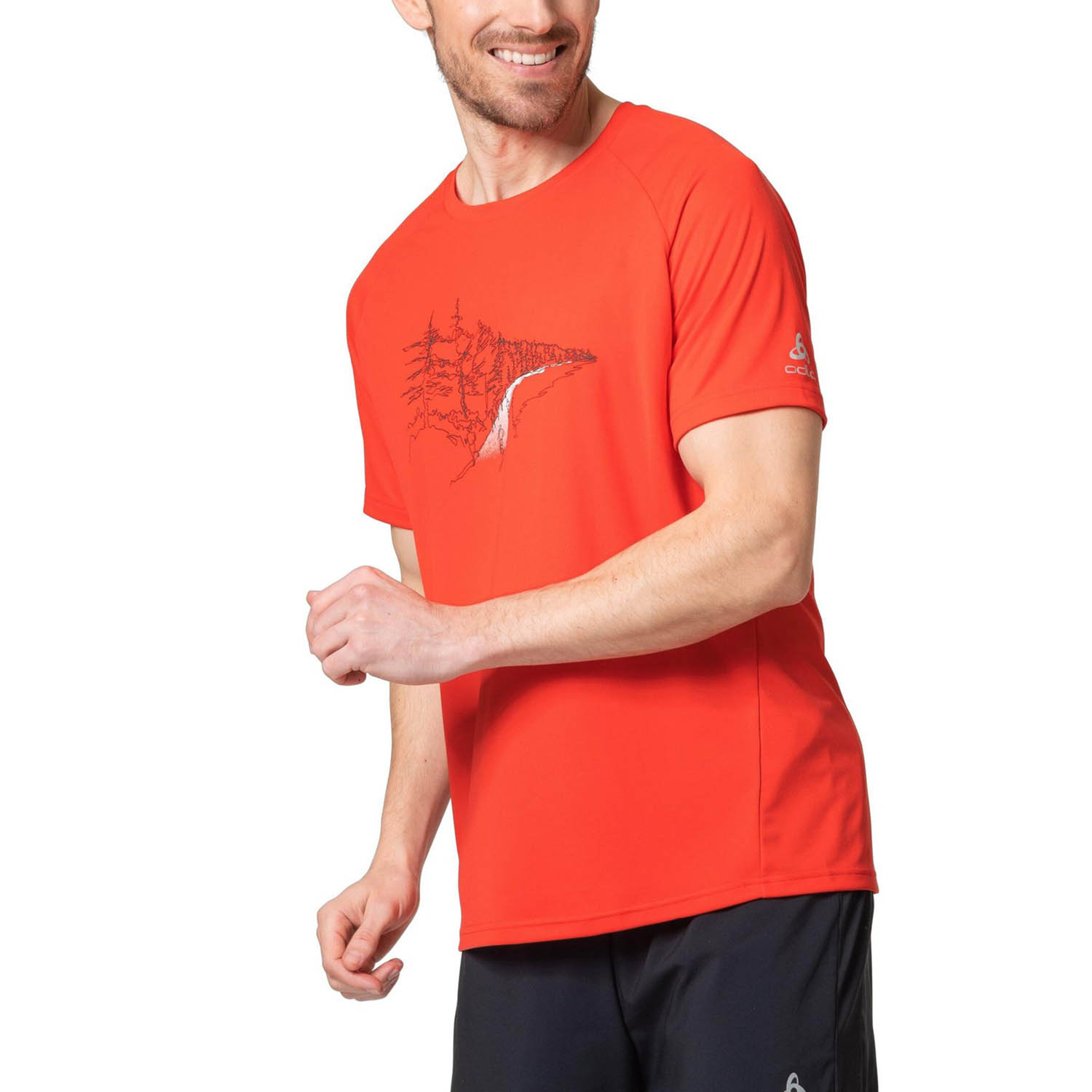 Odlo Crew Essential Print Maglietta Firelight