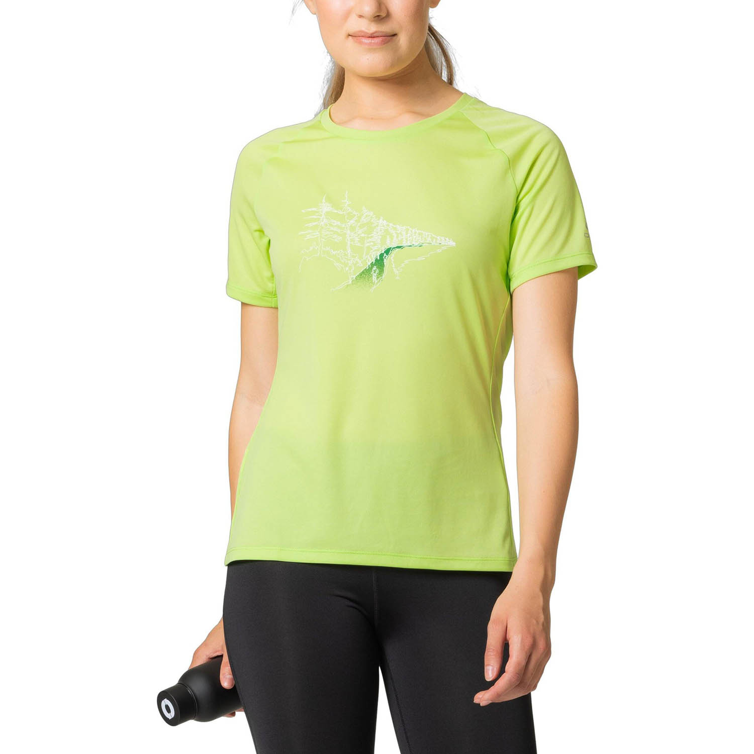Odlo Crew Essential Print Maglietta Sharp Green