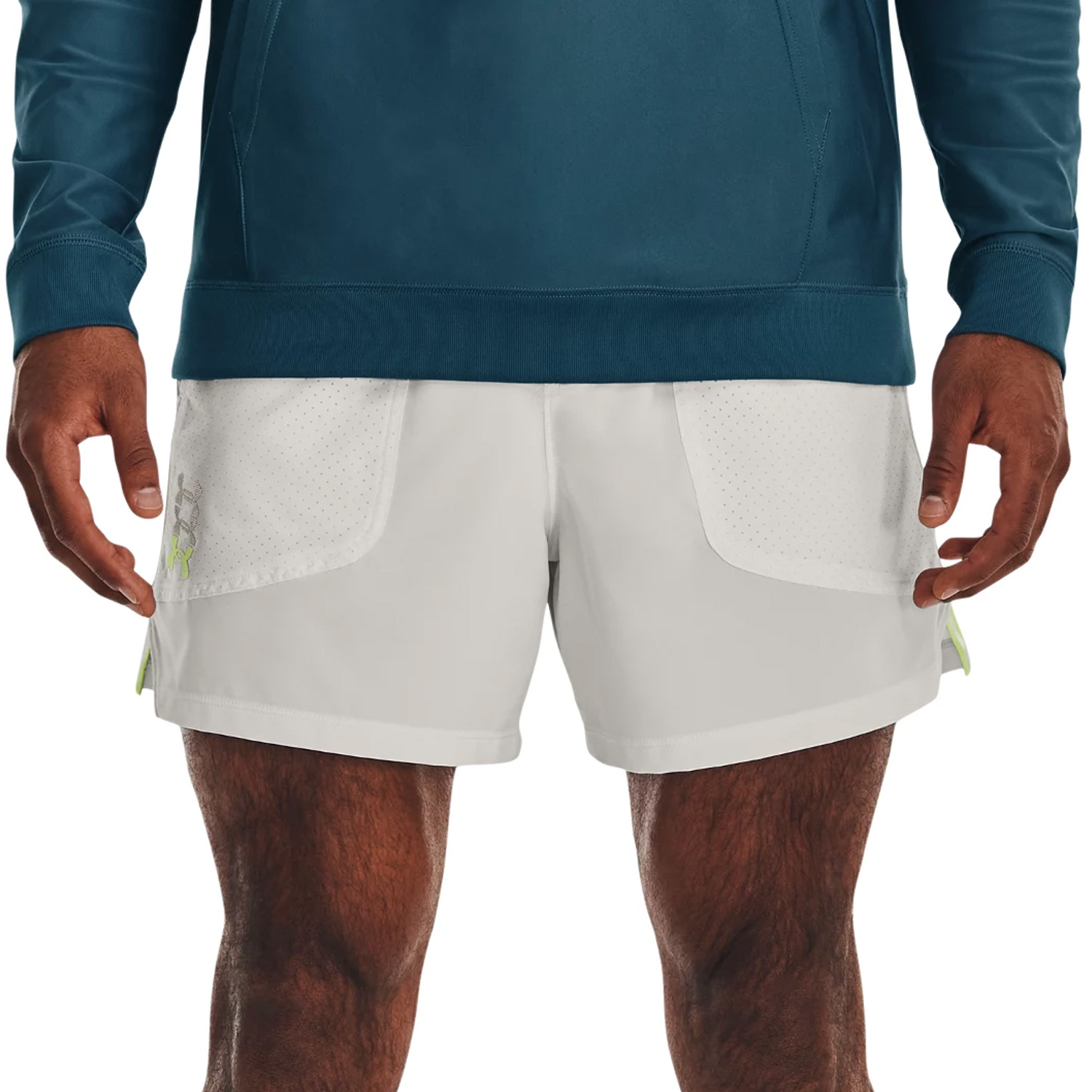 Under Armour Anywhere 5in Pantaloncini Gray Mist/Lime Surge