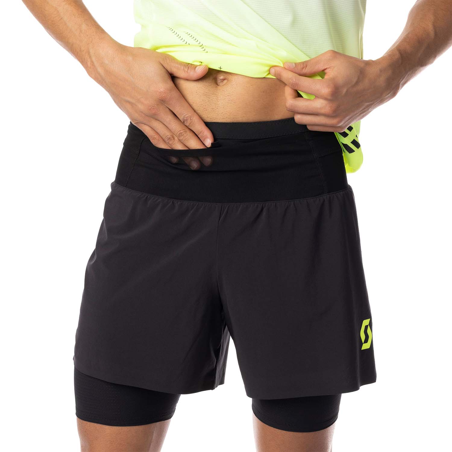 Scott Hybrid RC Run 4in Pantaloncini Black/Yellow