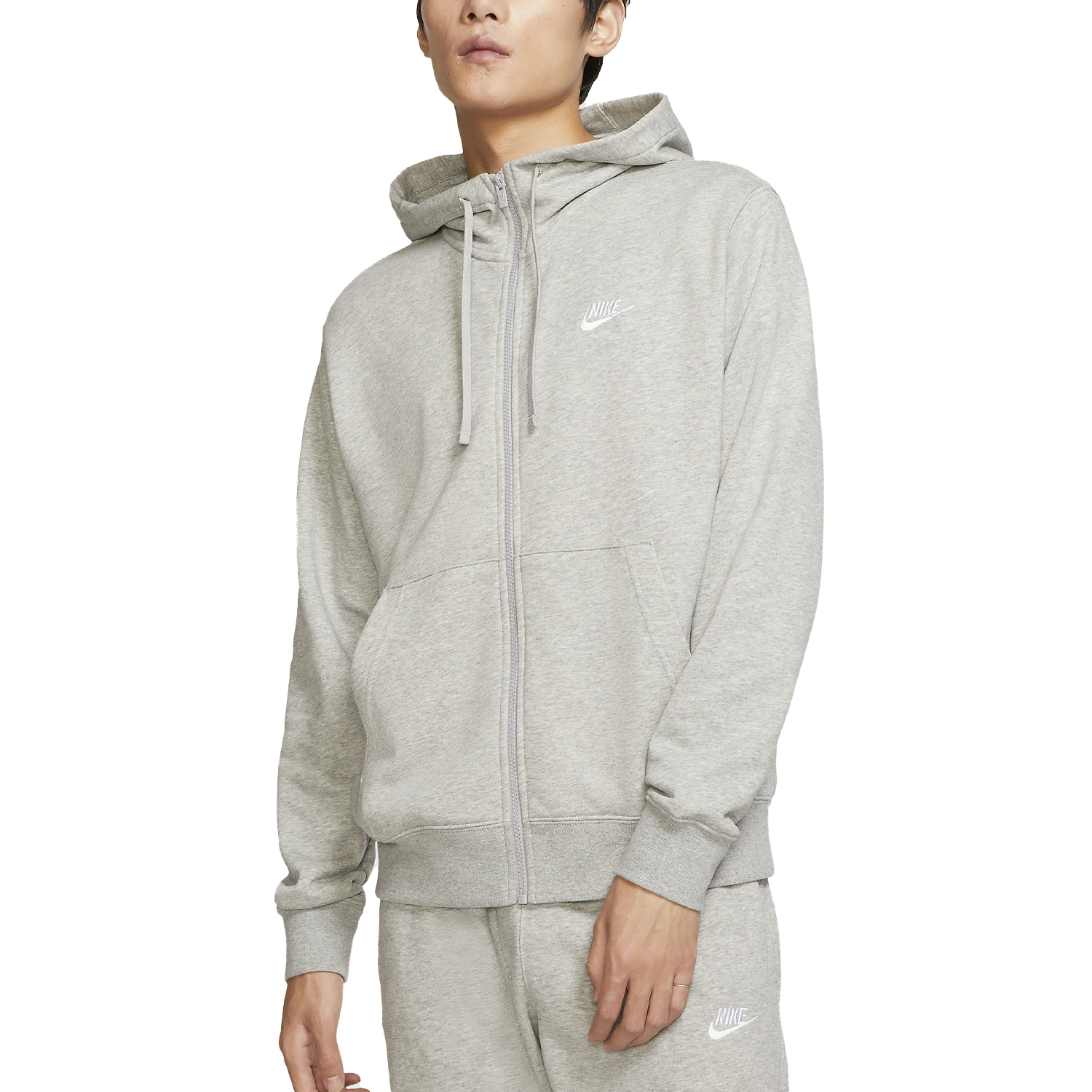 Nike Club Felpa Dark Grey Heather/Matte Silver/White