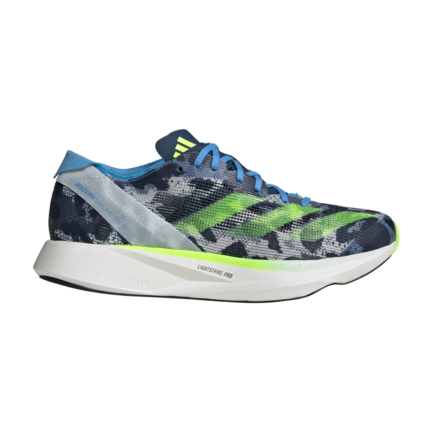 adidas Adizero Takumi Sen 10 Crystal White/Lucid Lemon/Blue Burst