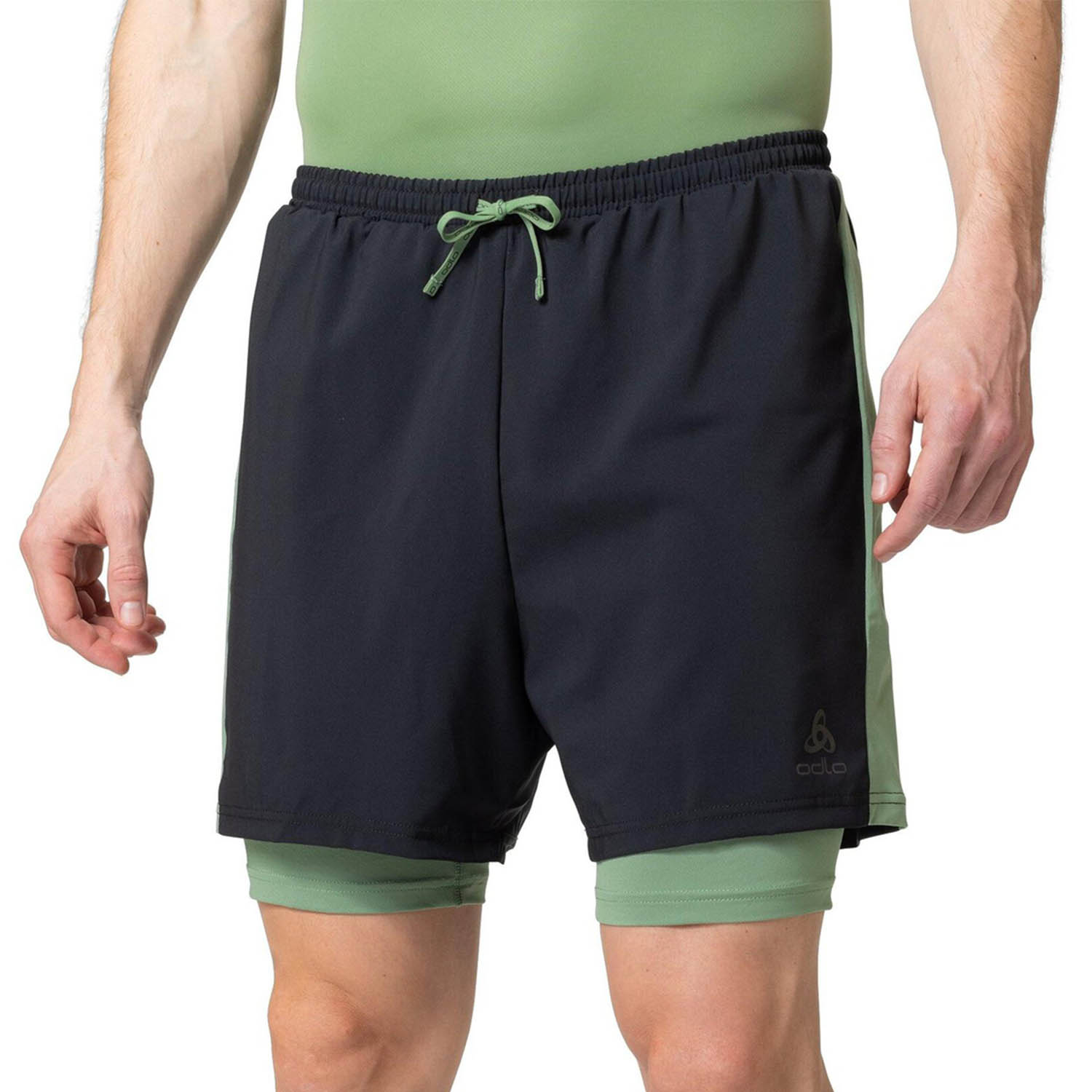 Odlo Essential 2 in 1 5in Pantaloncini Black/Loden Frost