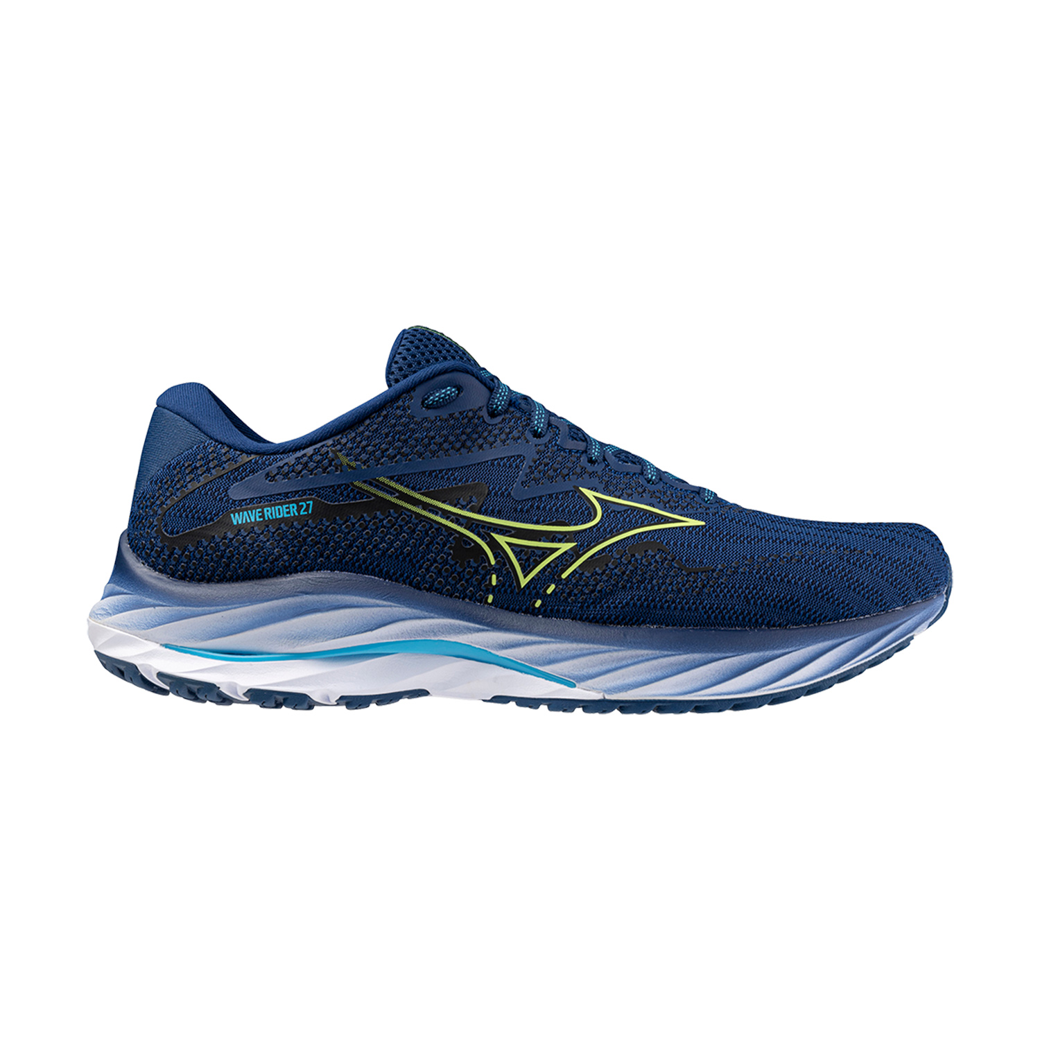 Mizuno Wave Rider 27 Navy Peony/Sharp Green/Swim Cap