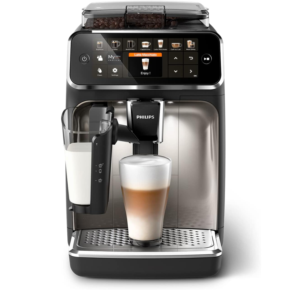 Philips Series 5400 fully automatic coffee machine – LatteGo milk system, 12 coffee specialties, intuitive display, 4 user profiles, chrome