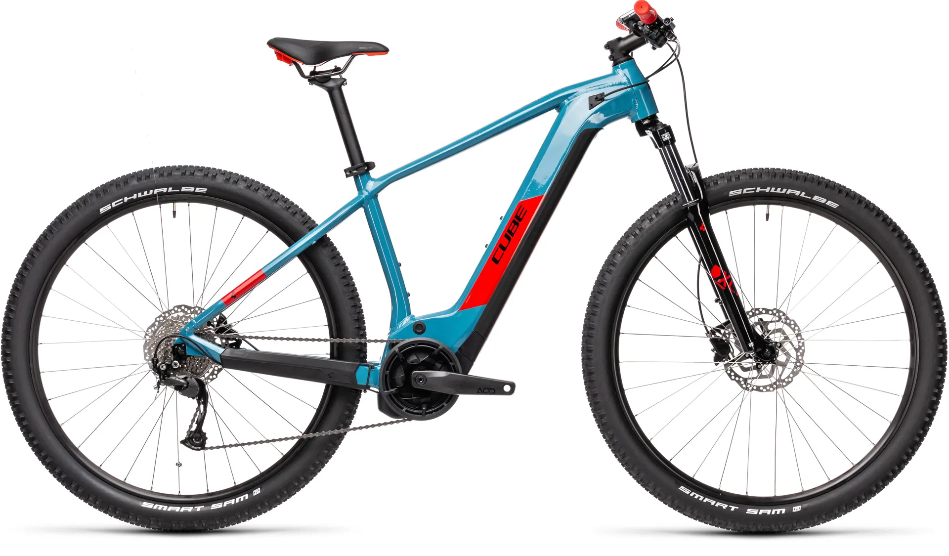 Cube Stereo Hybrid 160 HPC Race 625 27.5 Electric Mountain Bike in Blue/Red