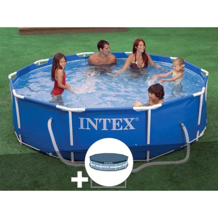 Kit piscine tubulaire Intex Metal Frame ronde 3,05 x 0,76 m + Bâche de protection