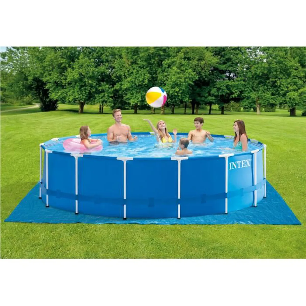Intex - 28242NP - Kit piscine metal frame ronde tubulaire ø 4,57 x 1,22m