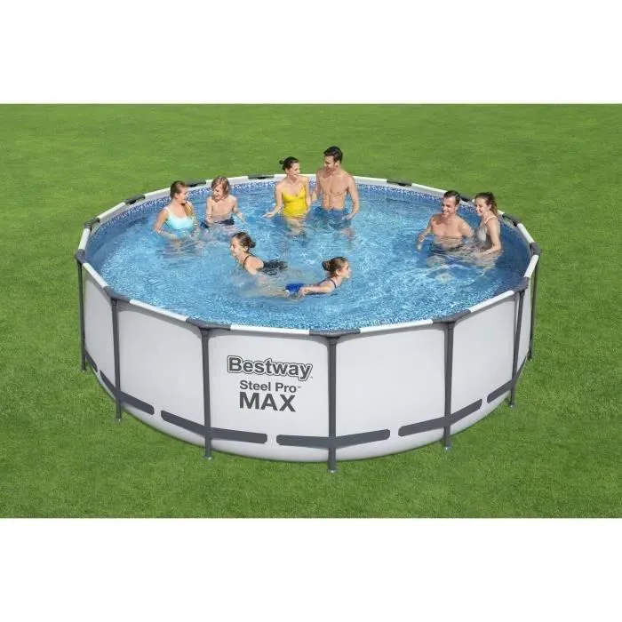 Kit Piscine hors sol tubulaire BESTWAY - Steel Pro Max™ - 549 x 122 cm - Ronde (Avec filtre à cartouche, une bâche et une échelle)