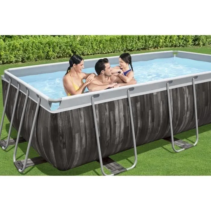 Kit Piscine hors sol tubulaire BESTWAY - Power Steel™ - 404 x 201 x 100 cm - Rectangulaire (Filtre à sable, échelle, diffuseur)