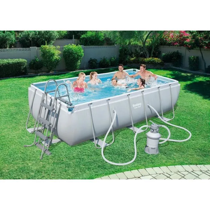 Kit Piscine hors sol tubulaire BESTWAY - Power Steel™ - 404 x 201 x 100 cm - Rectangulaire (Filtre à sable, échelle, diffuseur)