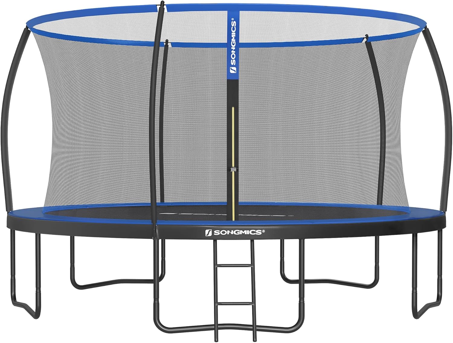 SONGMICS Trampolin Outdoor Ø 427 cm, rundes Gartentrampolin für Kinder mit Sicherheitsnetz, Randabdeckung, Leiter und gepolsterten Stangen