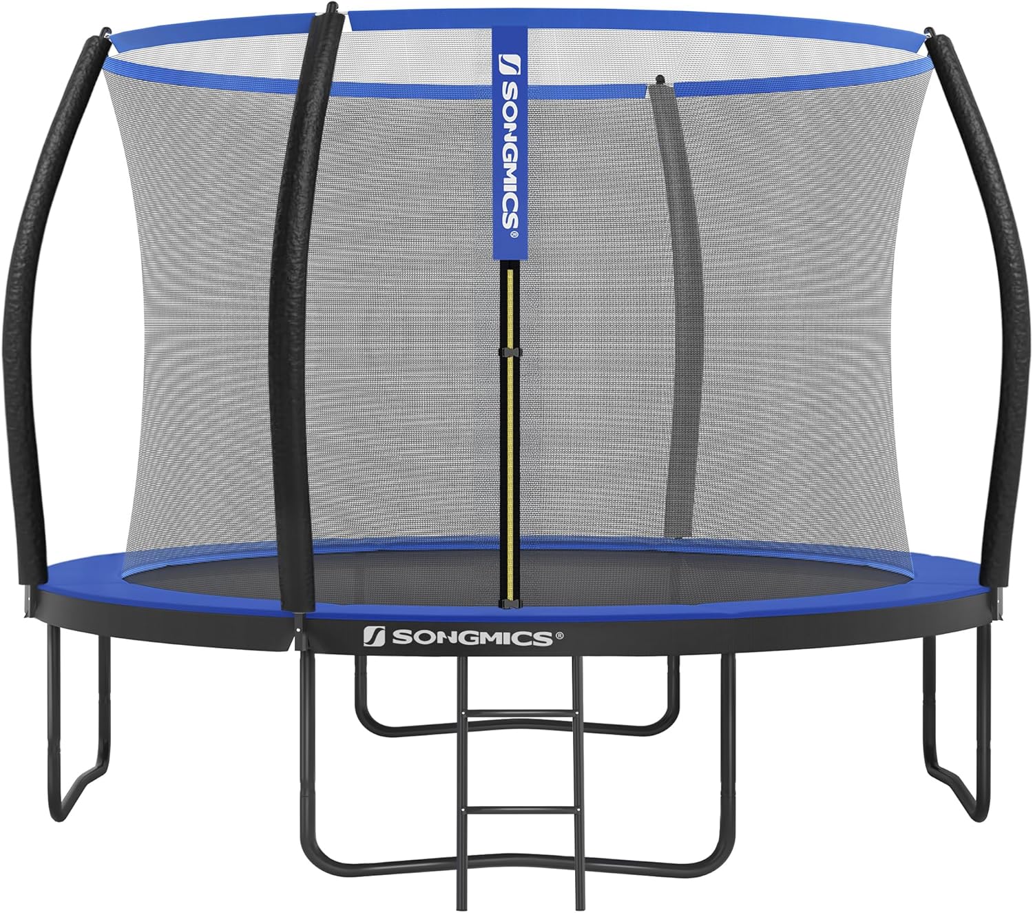 SONGMICS Trampolin Outdoor Ø 305 cm, rundes Gartentrampolin für Kinder mit Sicherheitsnetz, Randabdeckung, Leiter und gepolsterten Stangen