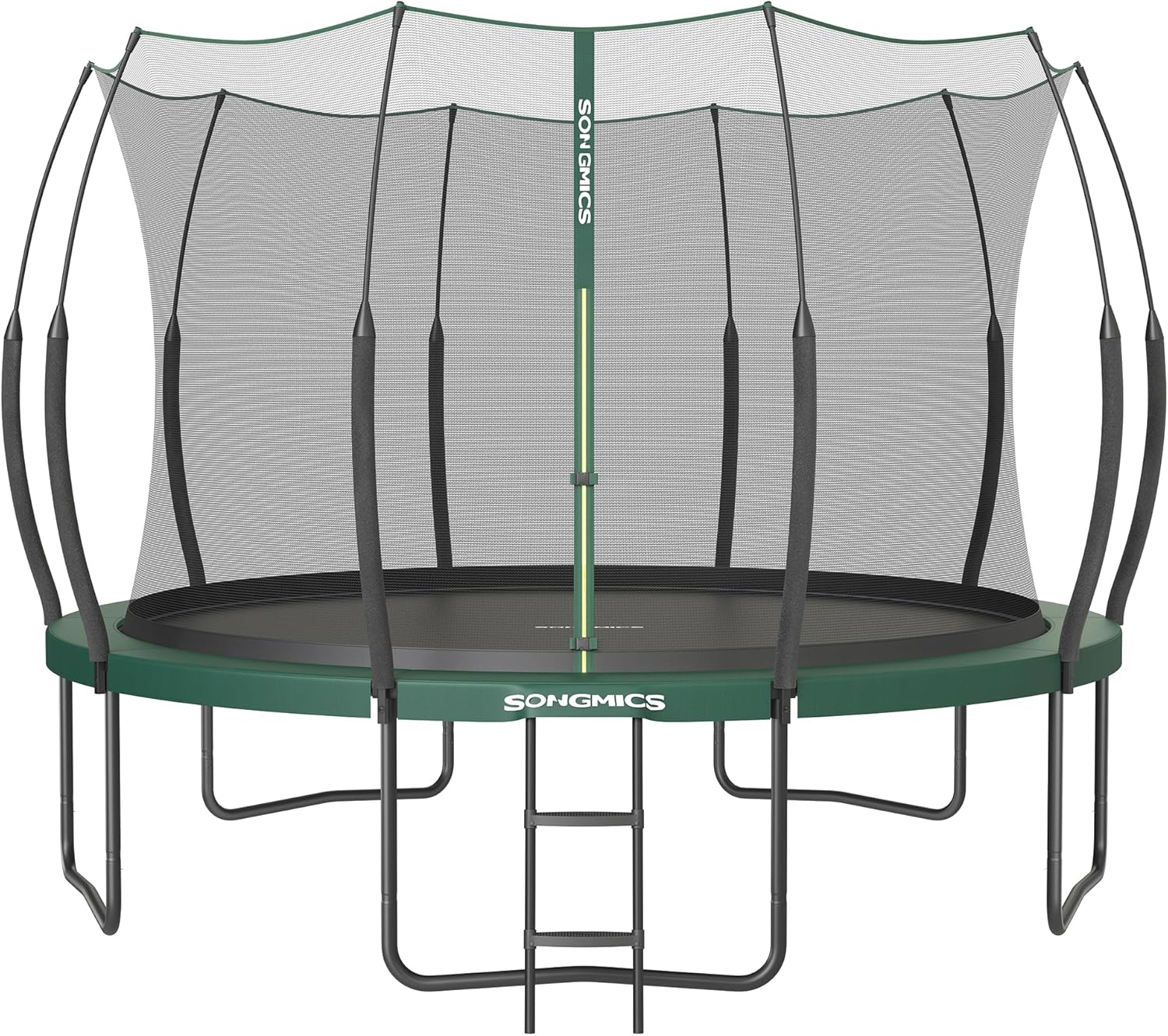 SONGMICS Federloses Trampolin Ø 366 cm, Trampolin Outdoor für Kinder, elastische Seile, Sicherheitsnetz mit Reißverschluss, Glasfaserstangen, sicher, geräuscharm