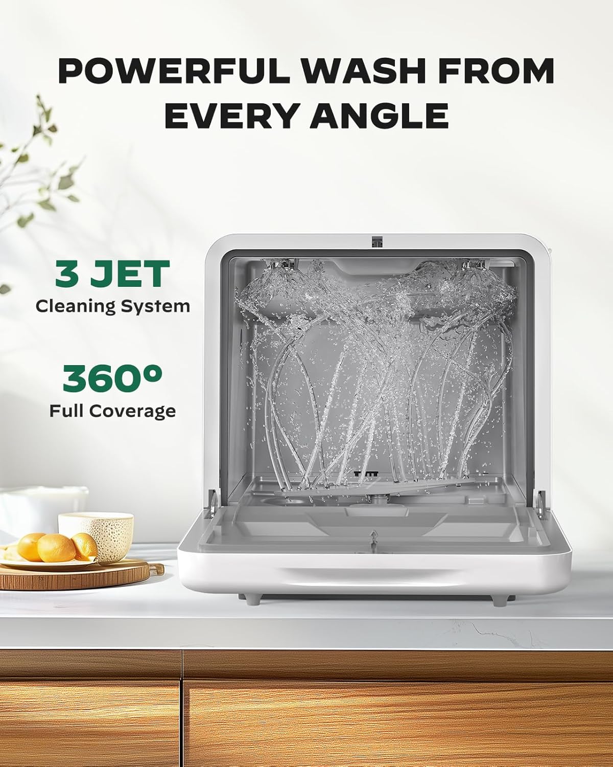 Silonn Portable Countertop Dishwasher | Smart App Control, Triple-Jet Cleaning, Built-In Water Tank & Dual Supply | Compact for Dorm, Apartment, RV