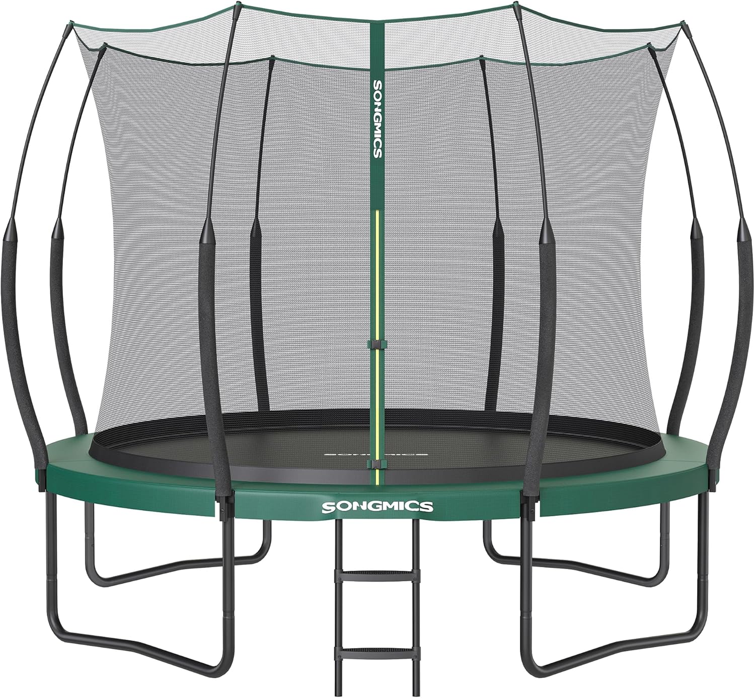 SONGMICS Federloses Trampolin Ø 305 cm, Trampolin Outdoor für Kinder, elastische Seile, Sicherheitsnetz mit Reißverschluss, Glasfaserstangen, sicher, geräuscharm