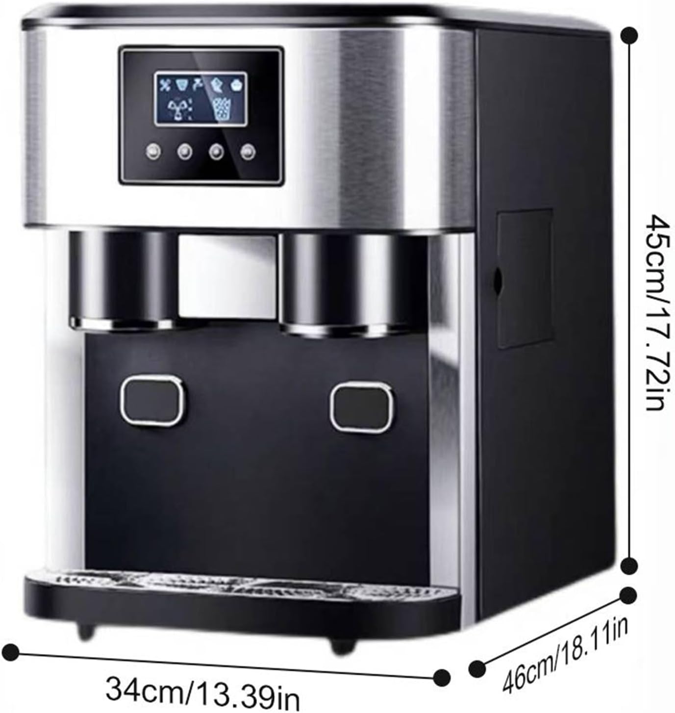 Macchina for cubetti di ghiaccio automatica da 1,8 l,macchina for cubetti di ghiaccio da banco, pannello touch LCD,16 cubetti di ghiaccio in 9 minuti, 15 kg in 24 ore, distributore di ghiaccio tritato