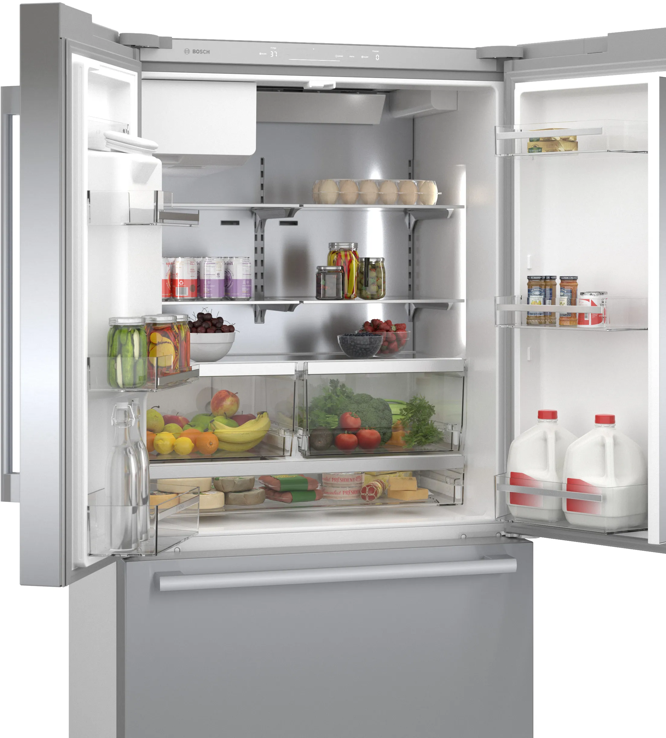 Bosch B36CD50SNS 500 Series French Door Bottom Mount Refrigerator 36'' Stainless steel (with anti-fingerprint). Total No Frost