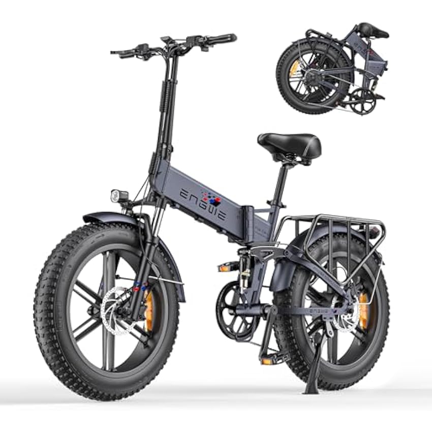ENGWE Engine Pro Bicicletta elettrica pieghevole da 20 pollici, Fatbike pieghevole e da uomo e da donna, con sospensione completa con batteria da 48 V 16 Ah rimovibile – 25 km/h fino a 120 km di