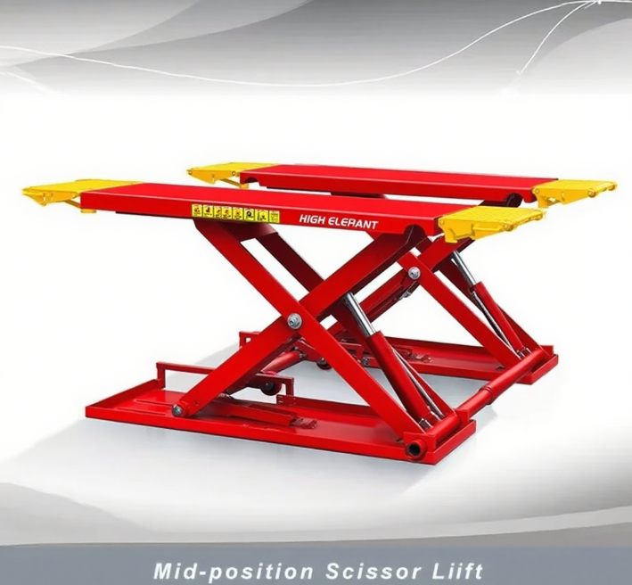 Mobile Auto Shop Hydraulic Scissor Lifting Machine MID Rise Portable Car Lift