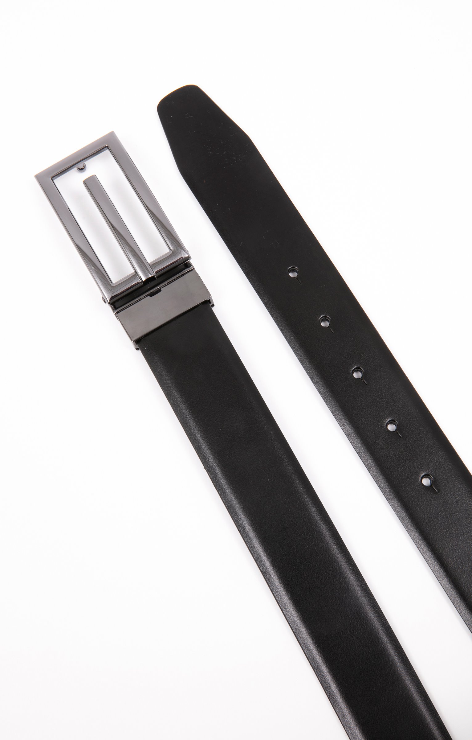 Ceinture à plaque réversible - NOIR