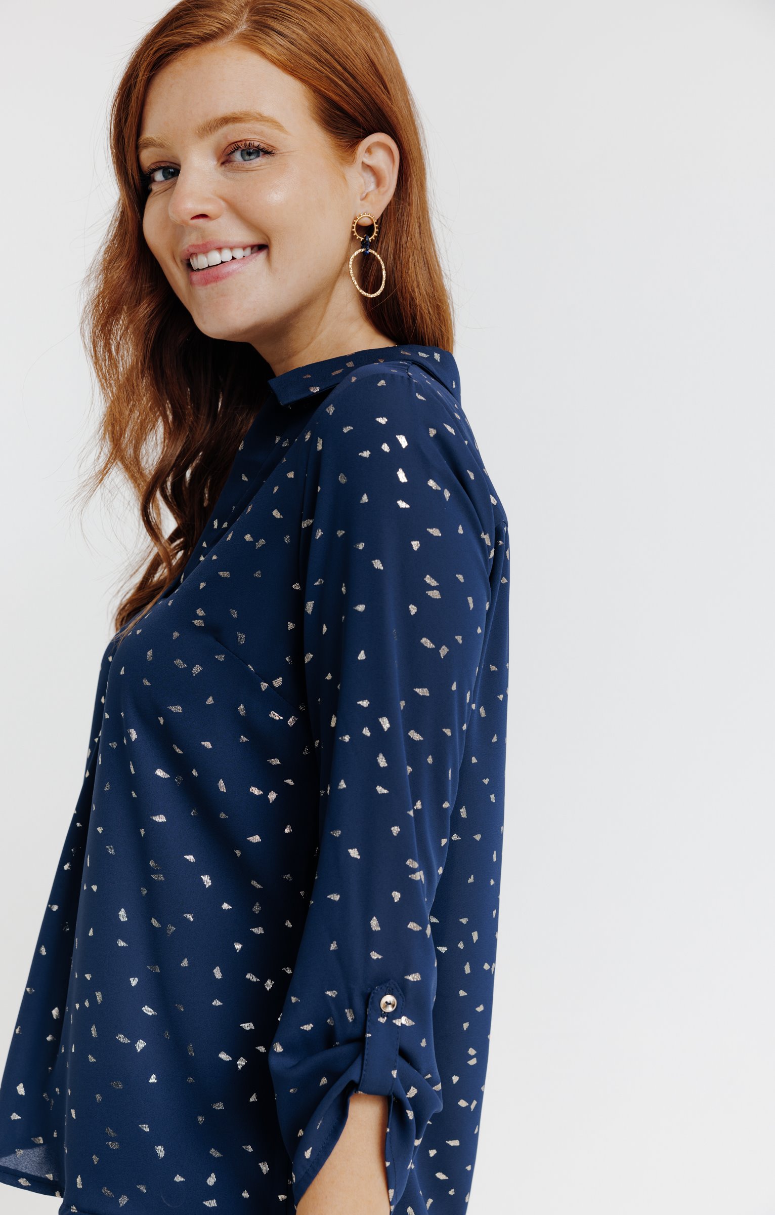 Tunique col chemise  - MARINE