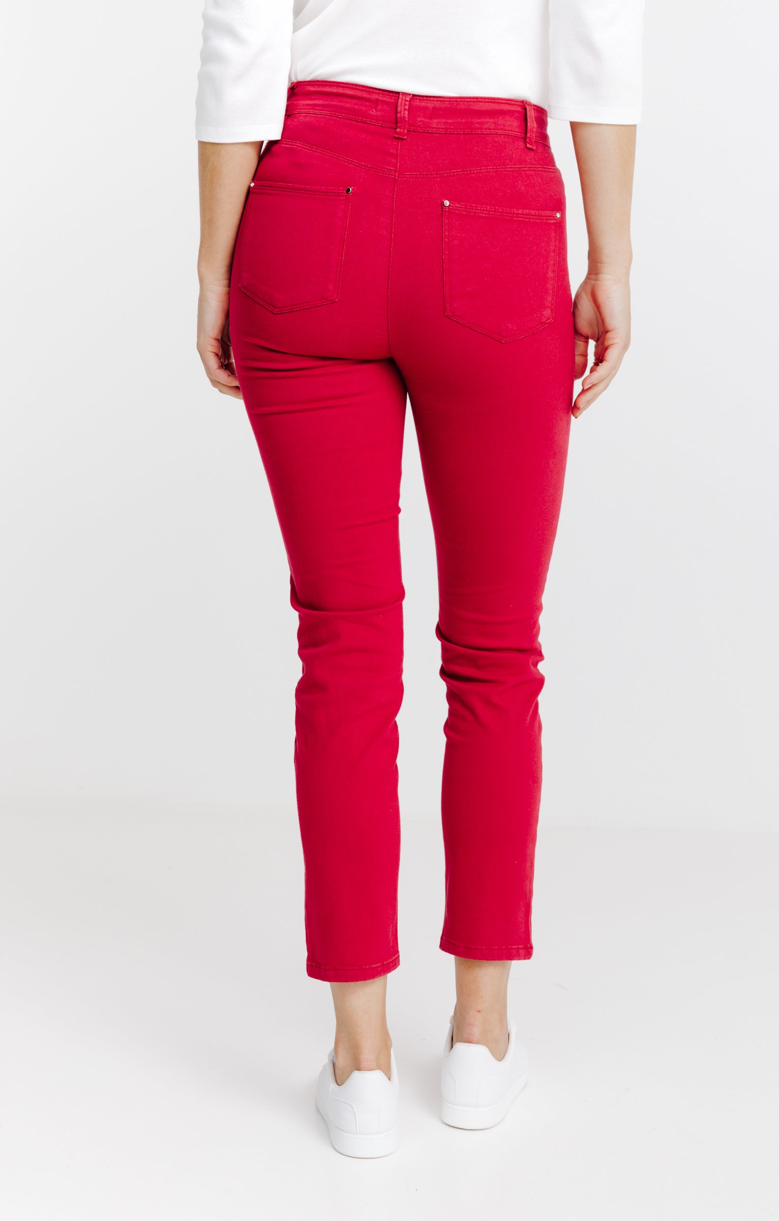 Pantalon 7/8 brodé en coton viscose - BORDEAUX