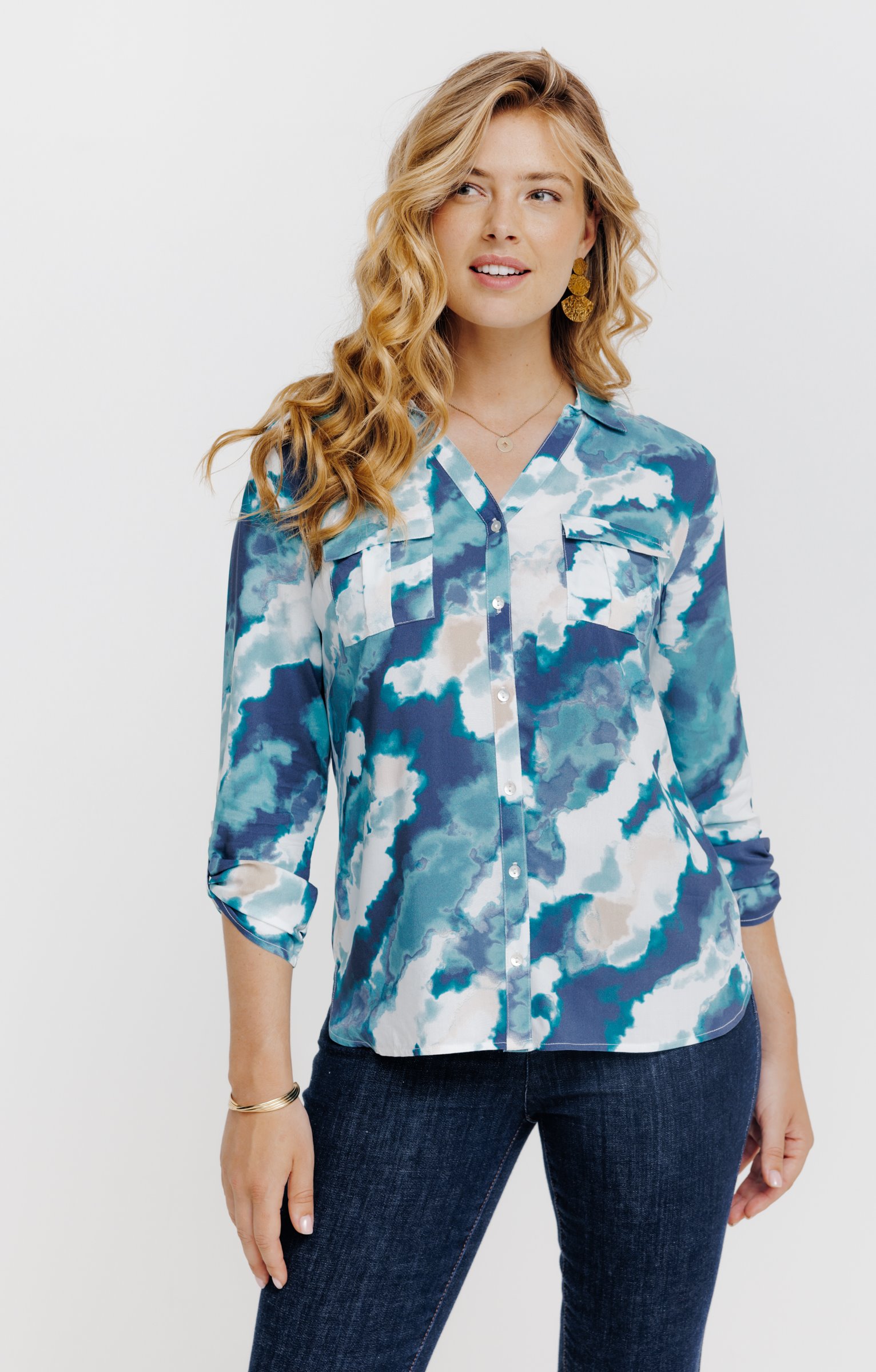 Chemise imprimée  abstrait  - VERT